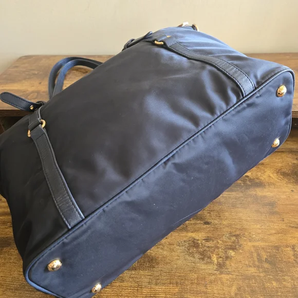 Prada Navy Blue Nylon Tote Bag with Gold Hardware - Picture 3 of 11